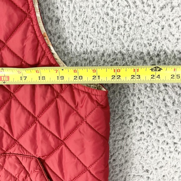 Lauren Ralph Lauren Vest Womens Large Red Quilted Corduroy Collar Equestrian - Picture 6 of 8
